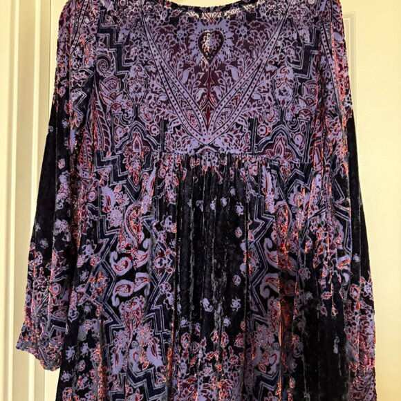 Free People Sz Small Crushed Velvet Whimsigoth witchy Mirror Mirror babydoll - Picture 7 of 16
